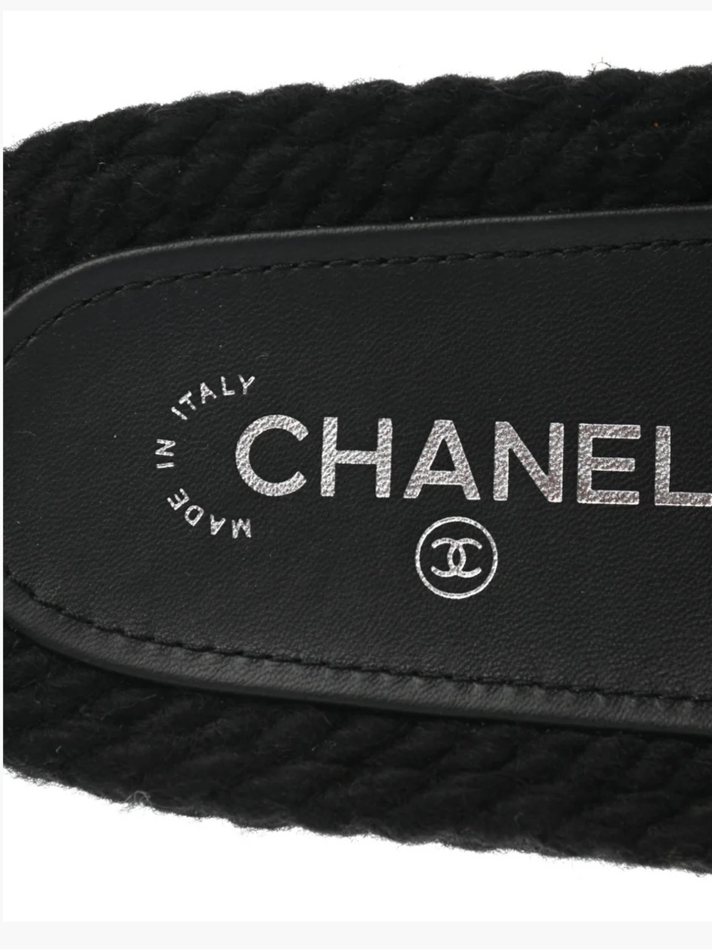 CHANEL Black & Gold Braided Flat Sandals, Knitted Wool Braided Slide Mules 37.5 - Picture 9 of 15